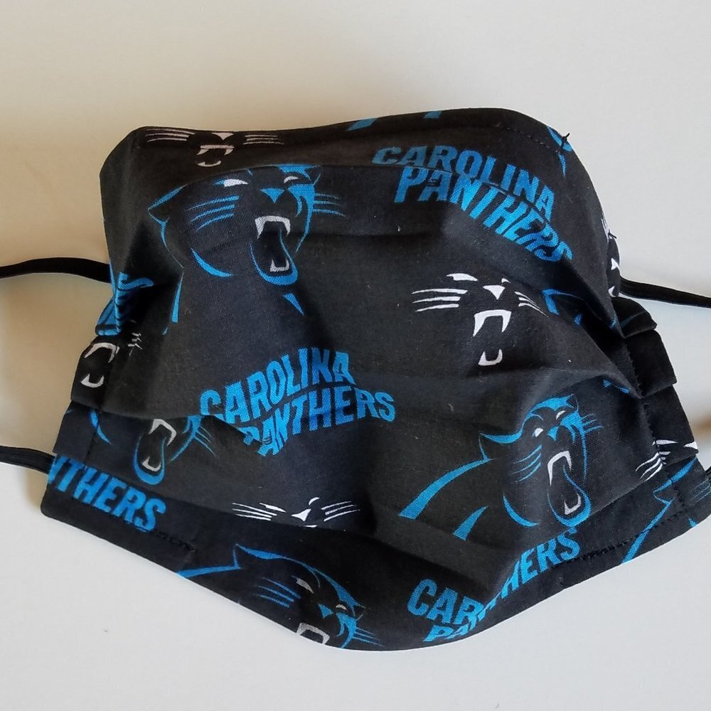Hand Crafted Face Mask Carolina Panthers Adult Unisex Black Mask